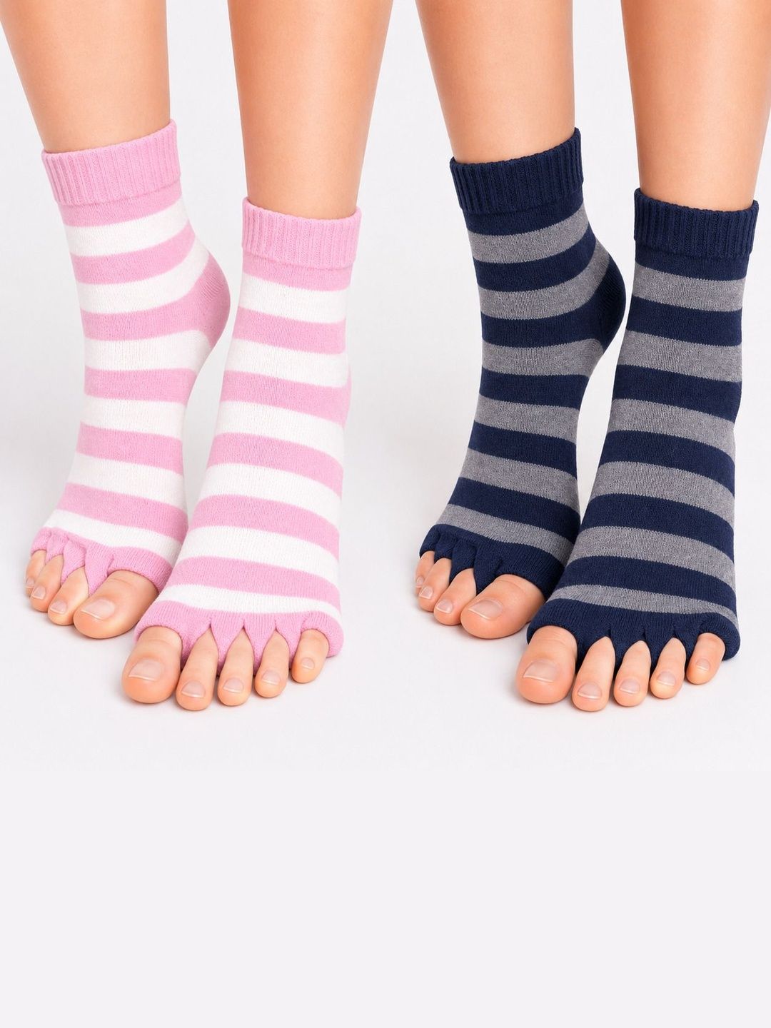 USOXO Unisex Pack of 2 Cotton Striped Above Ankle Socks-picture-21