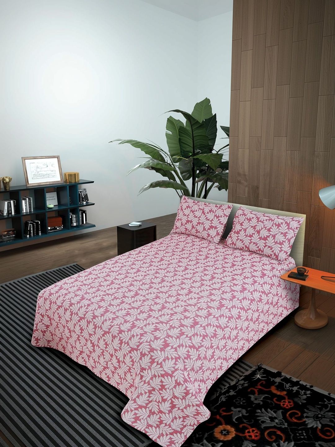 Victor Pink Printed Double King Bed Covers-image-17