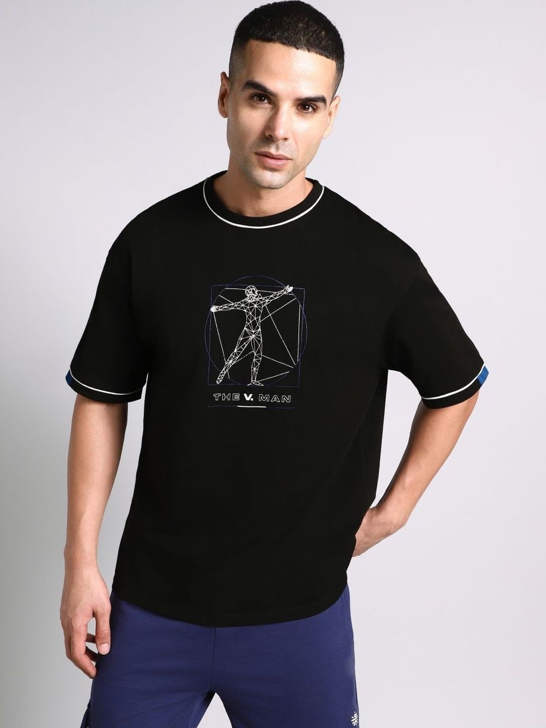 CULT Men's Black V-Man Relaxed Fit Graphic T-shirt-picture-11