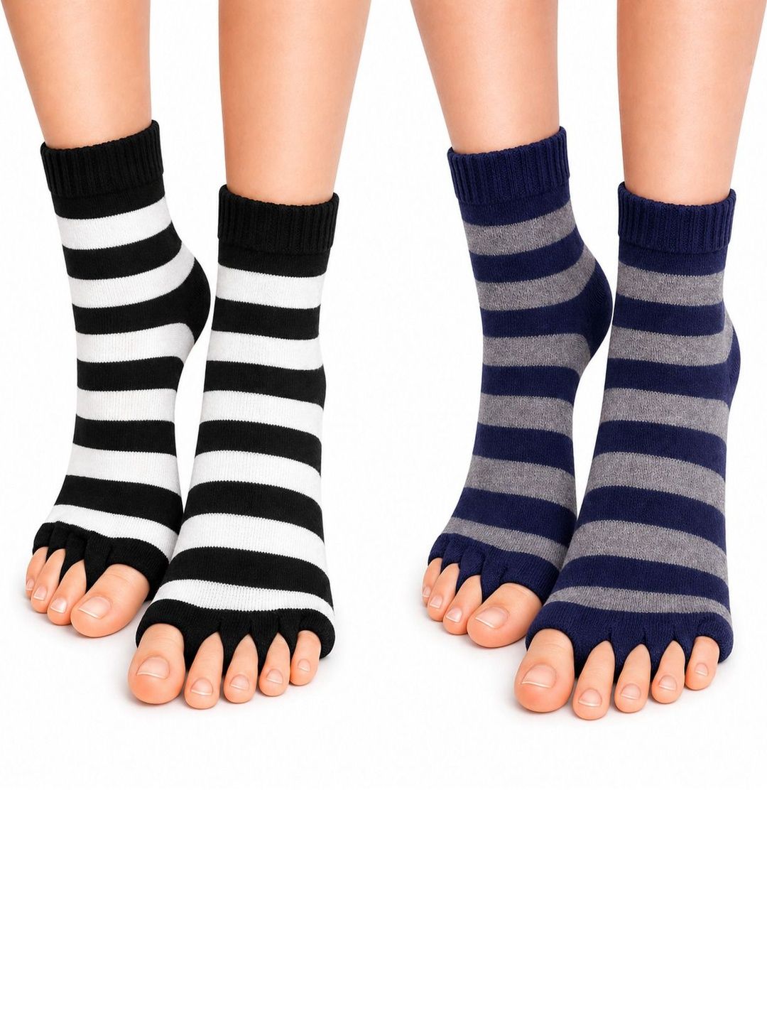 USOXO Unisex Pack of 2 Cotton Striped Above Ankle Socks-picture-20