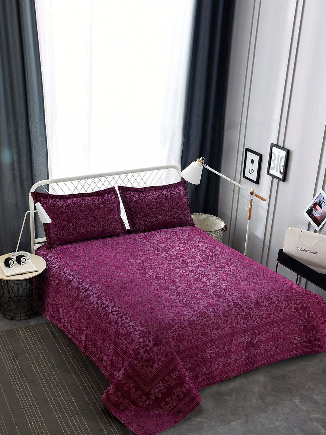 Victor Violet Printed Double Queen Bed Covers-picture-52