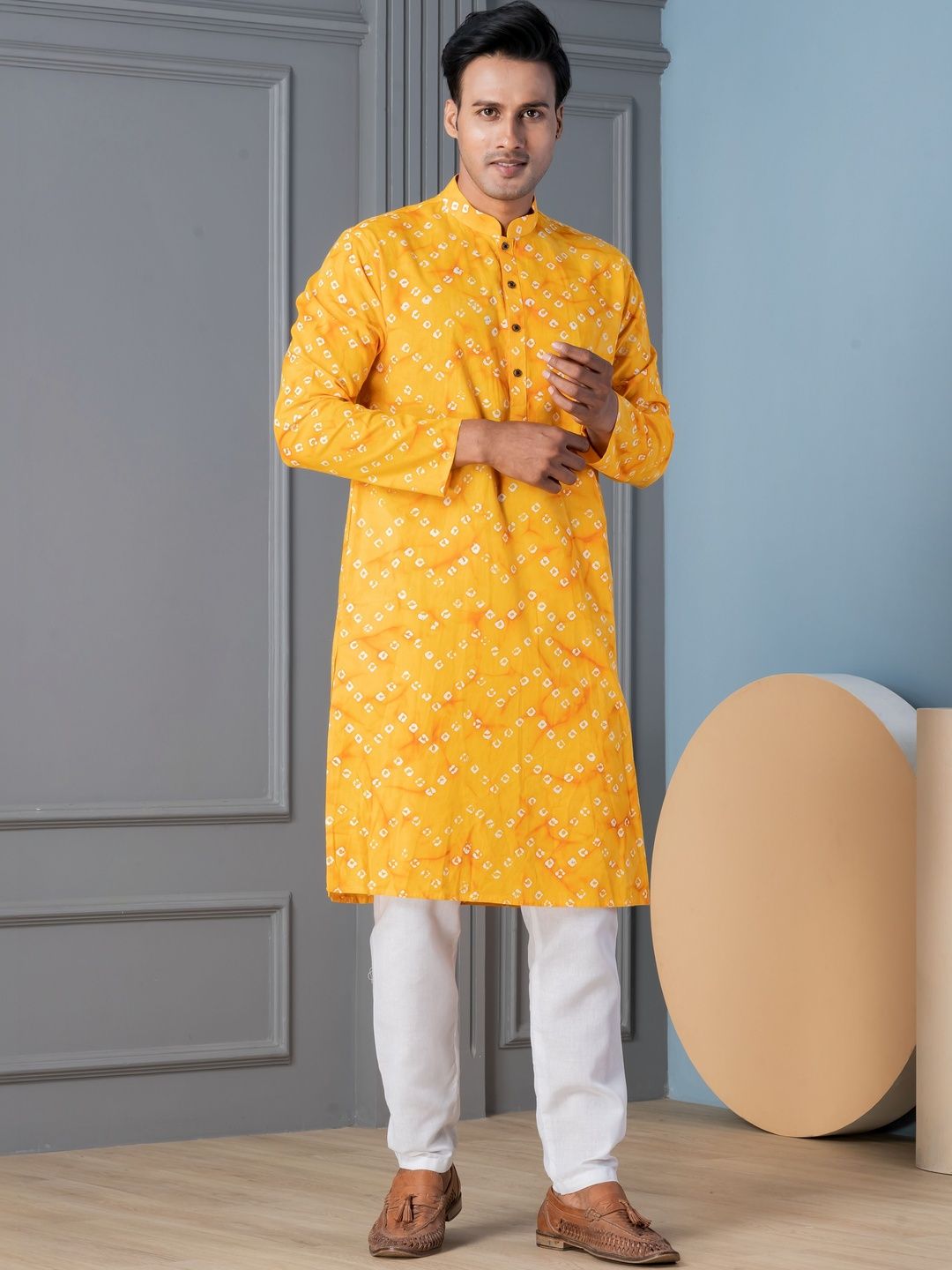 PulseIQ Men Bandhani Printed Kurta-picture-39