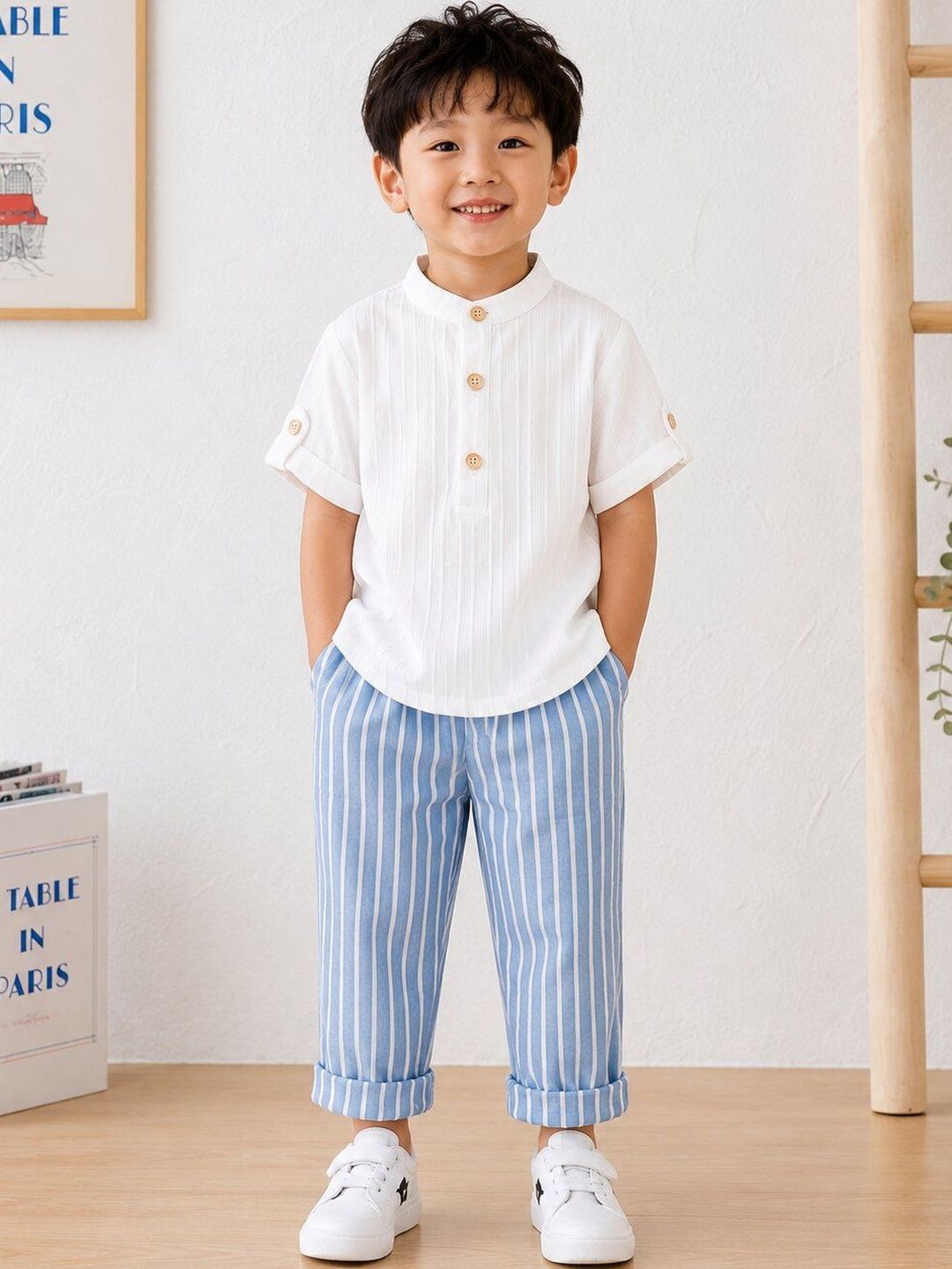 little heaven Self Design Shirt with Trousers-picture-20