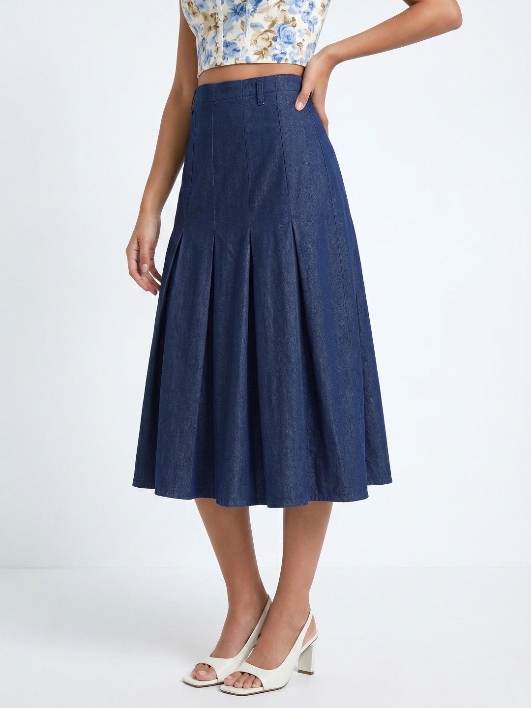 glitchez Women Pure Cotton Midi A-Line Skirt-picture-21