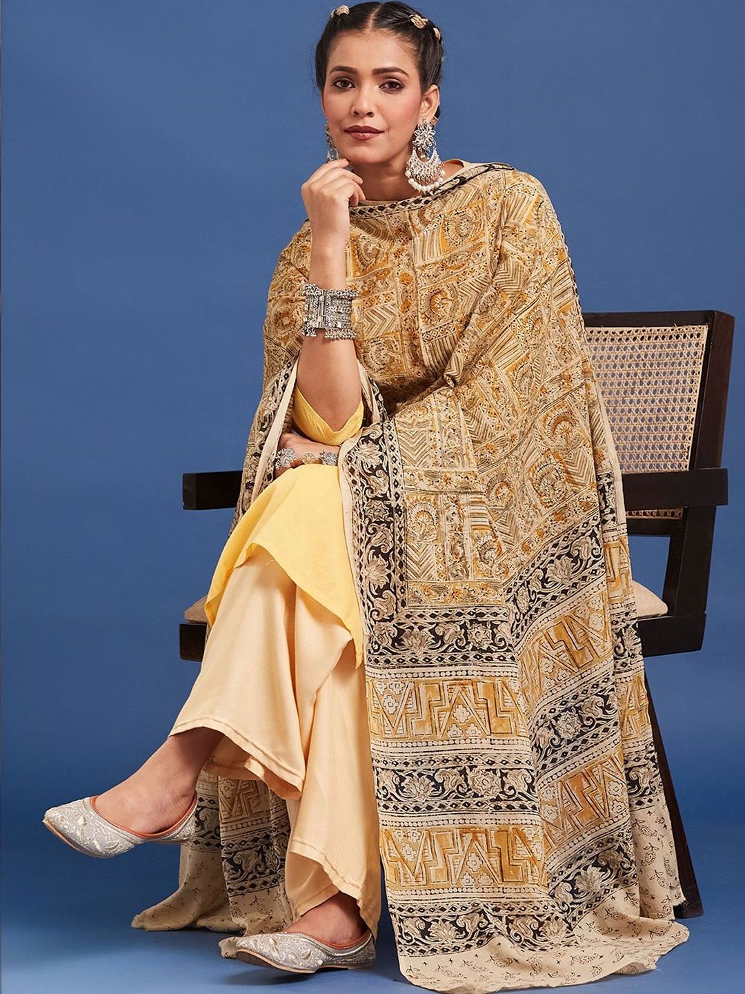 Taavi Ethnic Motifs Printed Pure Cotton Block Print Dupatta-image-44