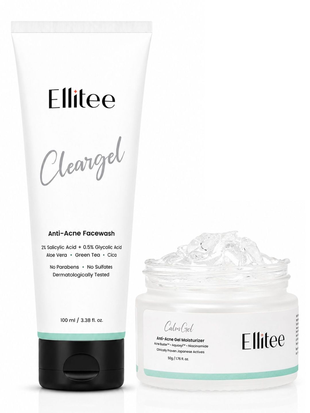 Ellitee Set Of 2 Anti Acne Face Wash - 100 ml With Gel Moisturizer - 50 g-image-46