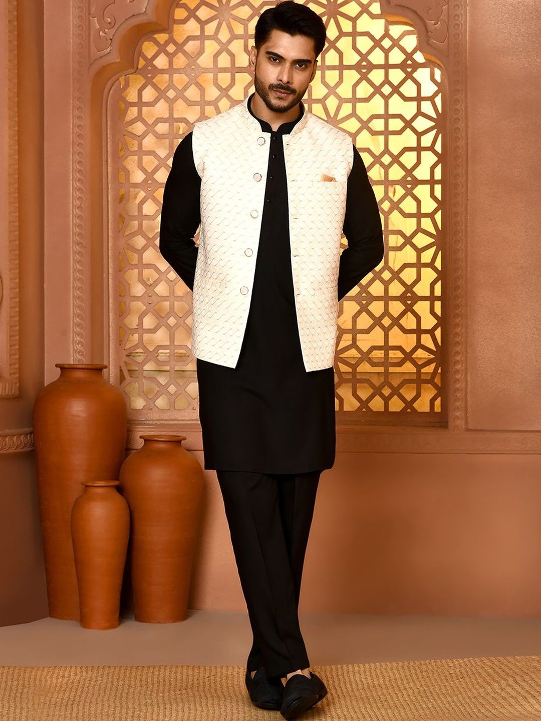 TRENDS OF ETHNIC Woven Design Corduroy Nehru Jackets-picture-23