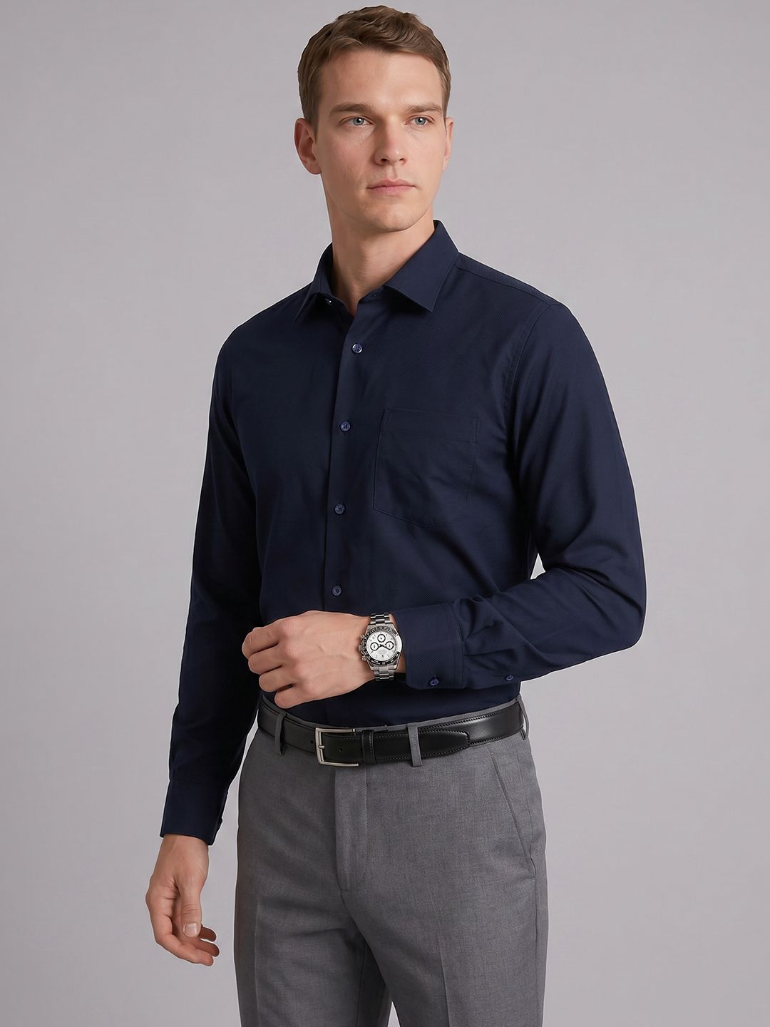 Blackberrys Men Spread Collar Slim Fit Long Sleeves Shirt-image-27
