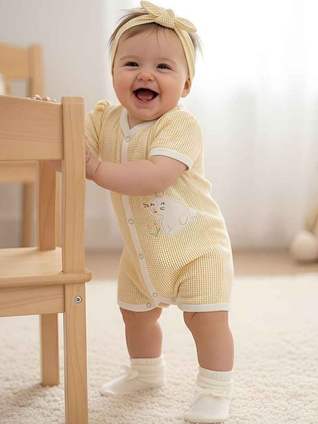 Jelly Joy Infant Girls Self-Design Cotton V-Neck Romper-picture-23