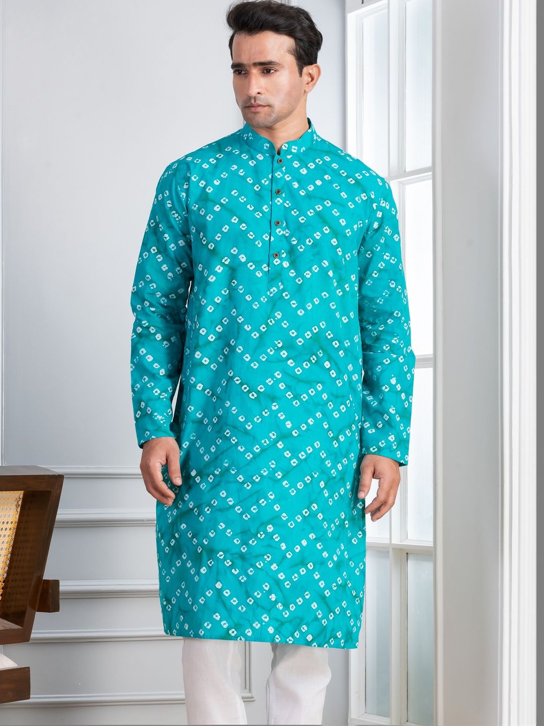 PulseIQ Men Bandhani Printed Kurta-picture-30