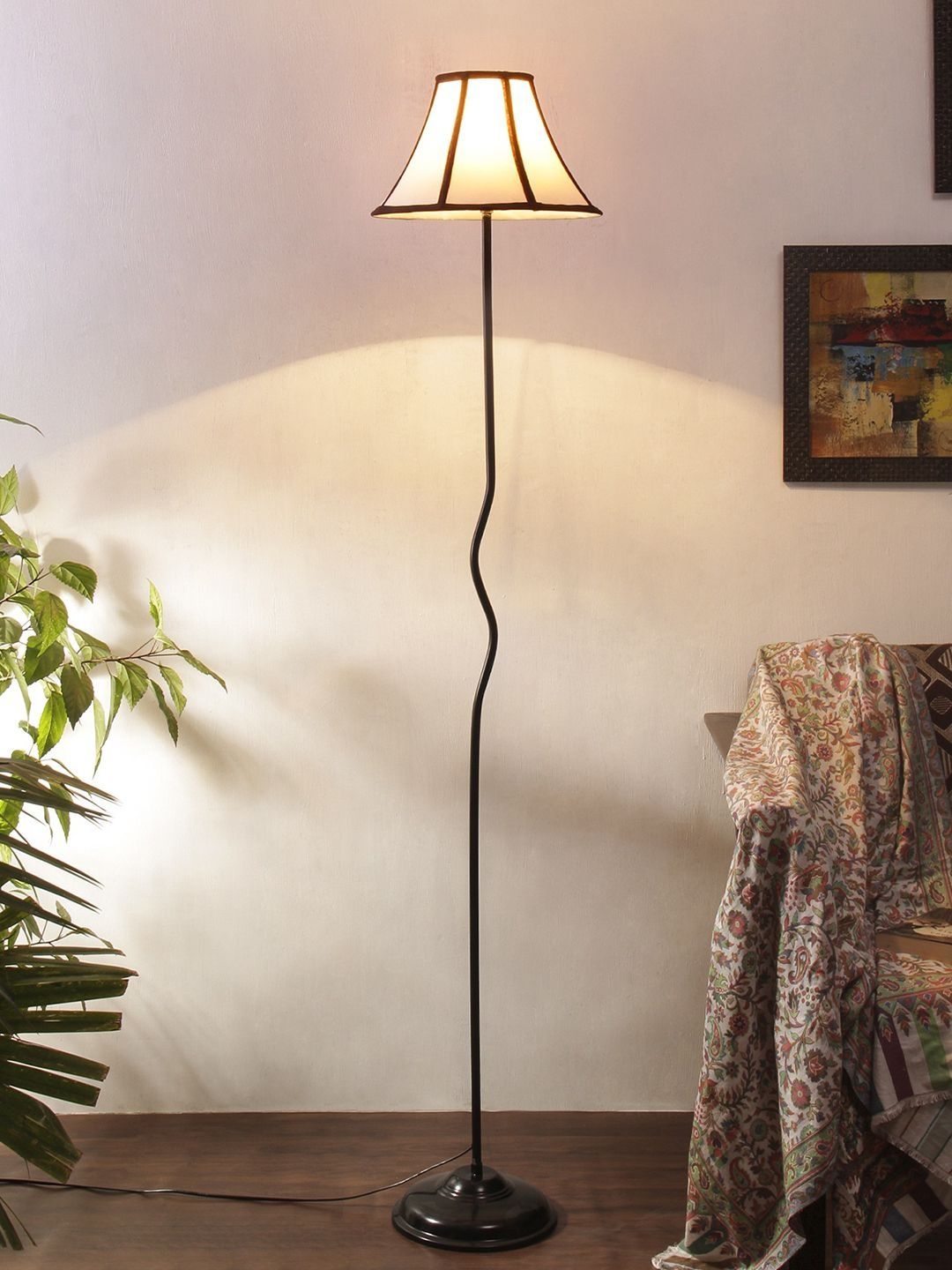 Myntra Elegant Homes White & Black Metal Frustum Shaped Zig Zag Floor Lamps-image-27