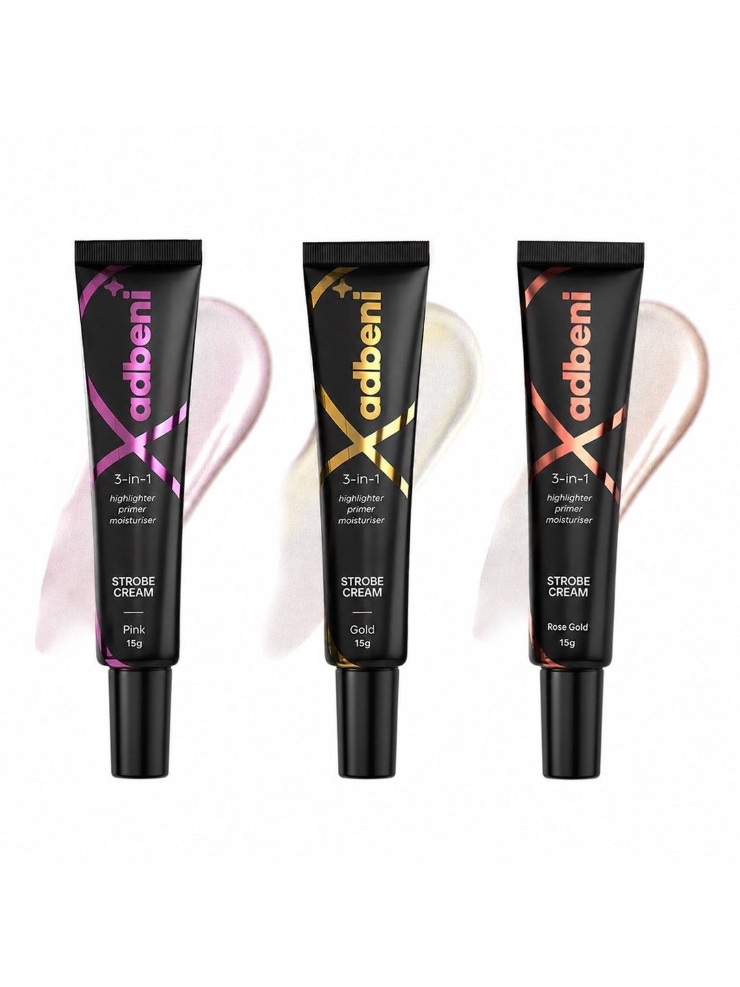 Adbeni Set Of 3 3 In 1 Strobe Cream - 15 g Each - Pink - Gold - Rose Gold-image-32