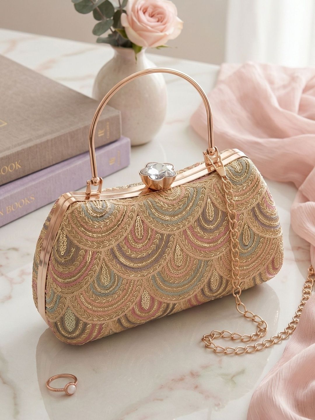 OSTY Embroidered Embellished Box Clutch-picture-26