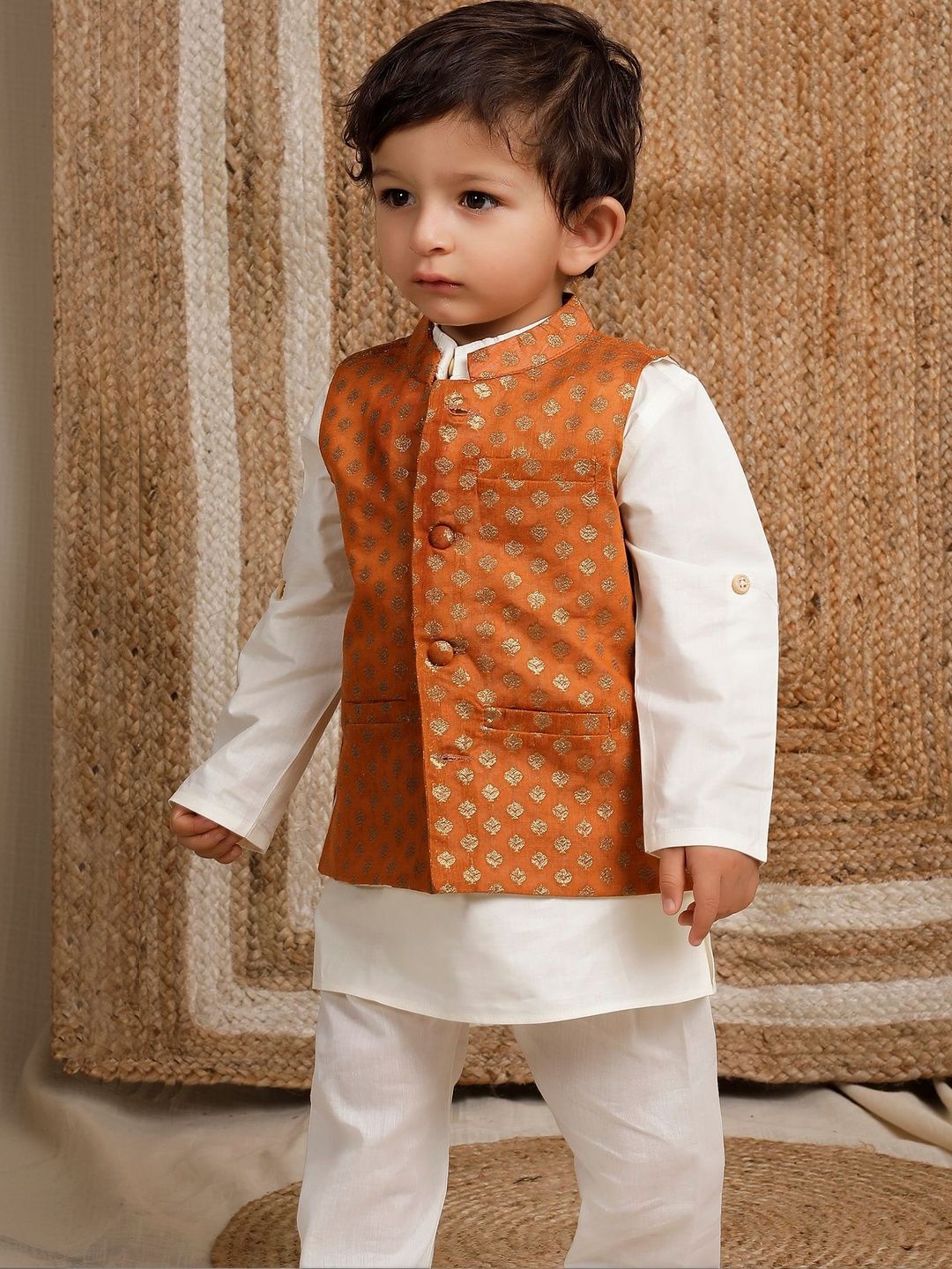 TJORI Boys Brocade Nehru Jacket-image-47
