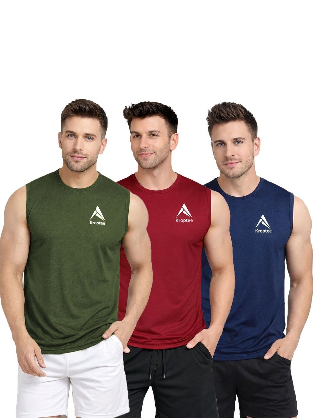 Kroptee Pack of 3 Cotton Blend Gym Vest-picture-38