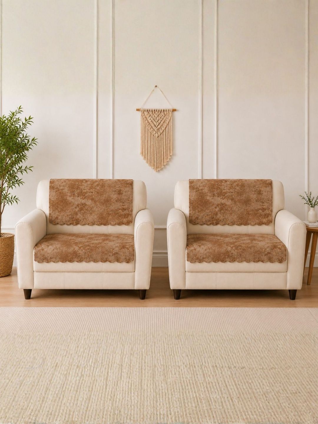 Florida Camel Brown 4 Piece Sofa Cover Without Arms-image-49
