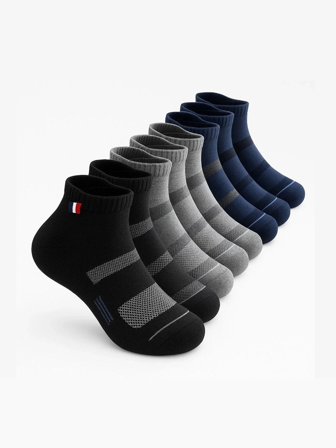 JEMOX Men Pack of 5 Cotton Blend Assorted Striped Ankle Length Socks-image-33