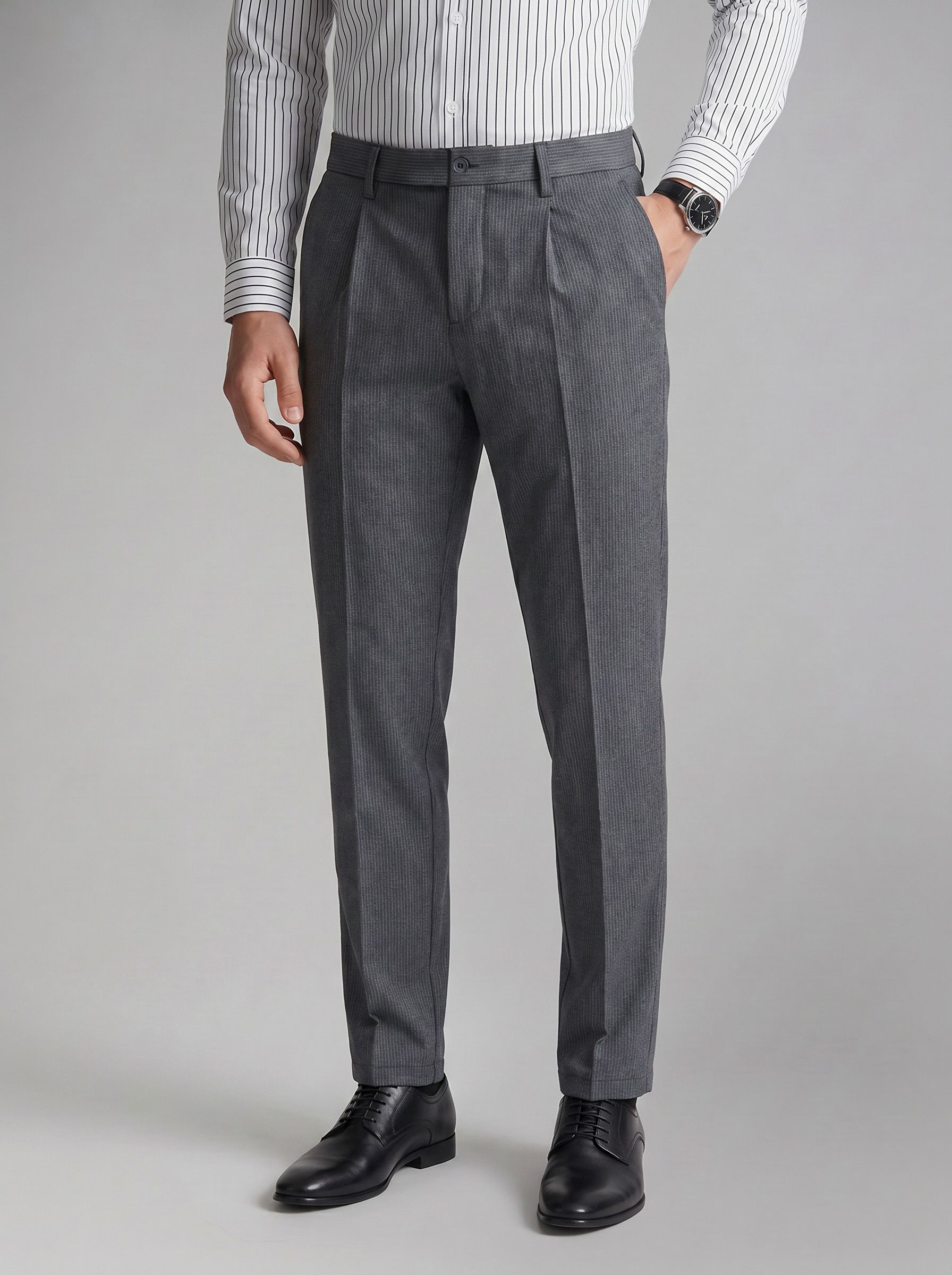 Allen Solly Men Striped Slim Fit Formal Trousers-picture-30