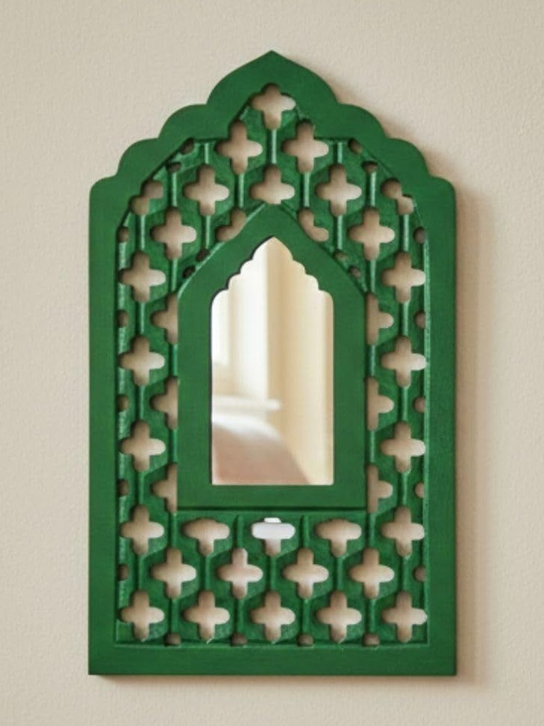 Nandini Homeware Green Rajasthani MDF Wooden Mirror-picture-14
