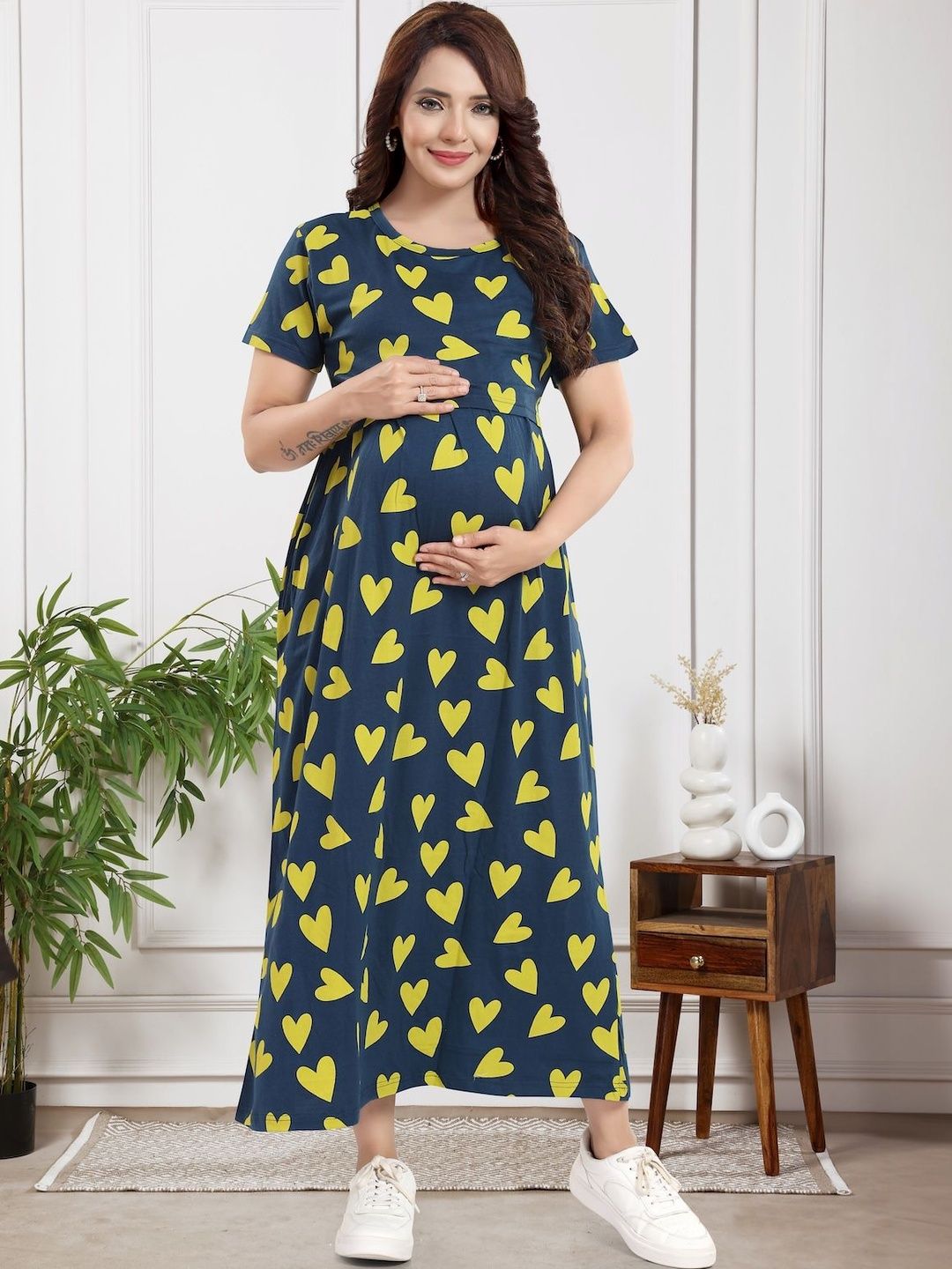 MomsBae Printed Maxi Nightdress-image-36