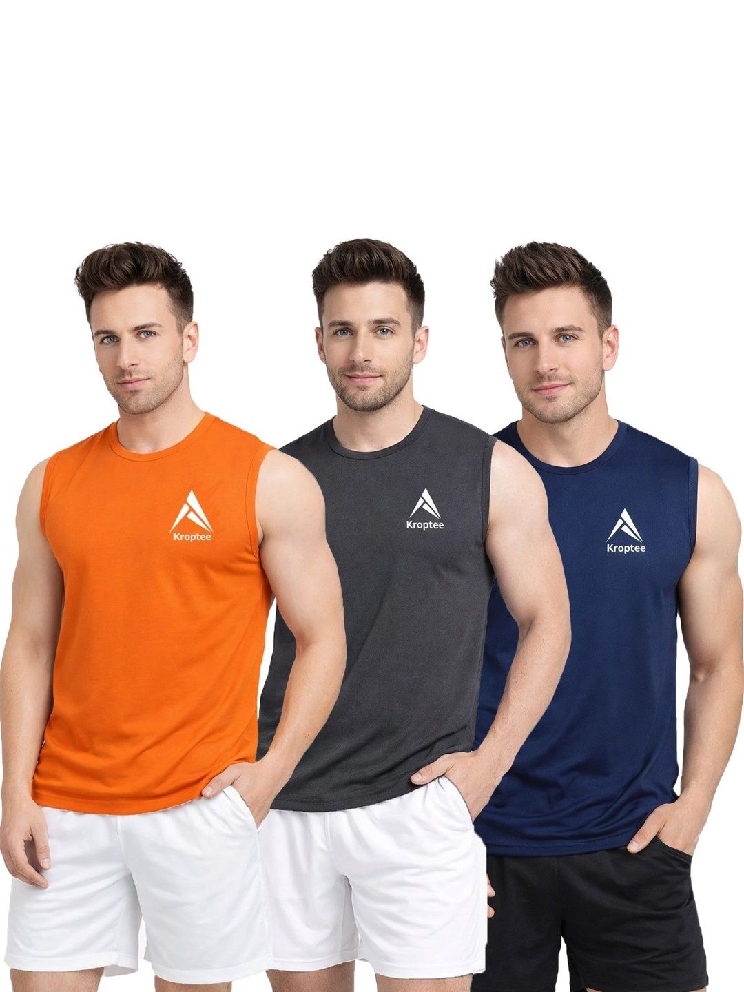 Kroptee Pack of 3 Cotton Blend Gym Vest-picture-21