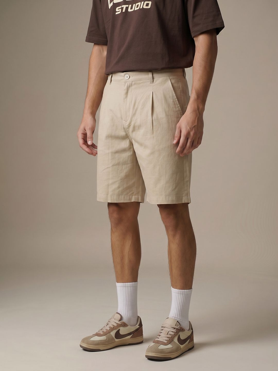 glitchez Men Pure Cotton Chinos Shorts-image-13