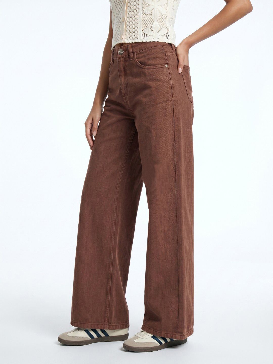 glitchez Women Wide Leg Mid-Rise Jeans