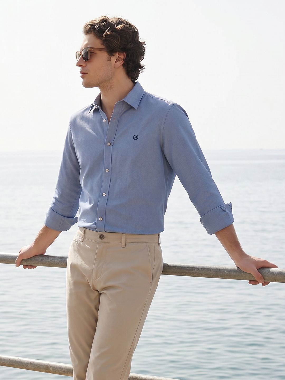 Nautica Spread Collar Pure Cotton Casual Shirt-picture-22