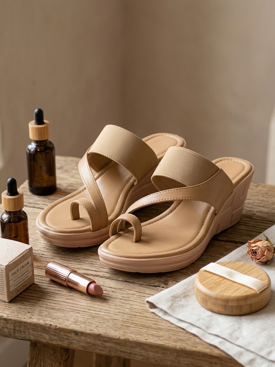 Khadims Women Textured Wedge Heels Sandals