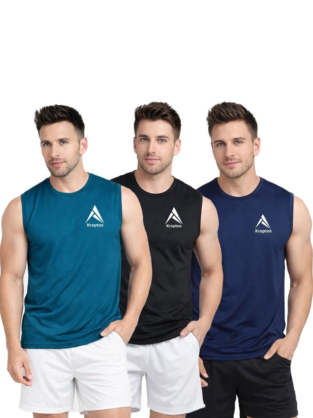 Kroptee Pack of 3 Cotton Blend Gym Vest-picture-13
