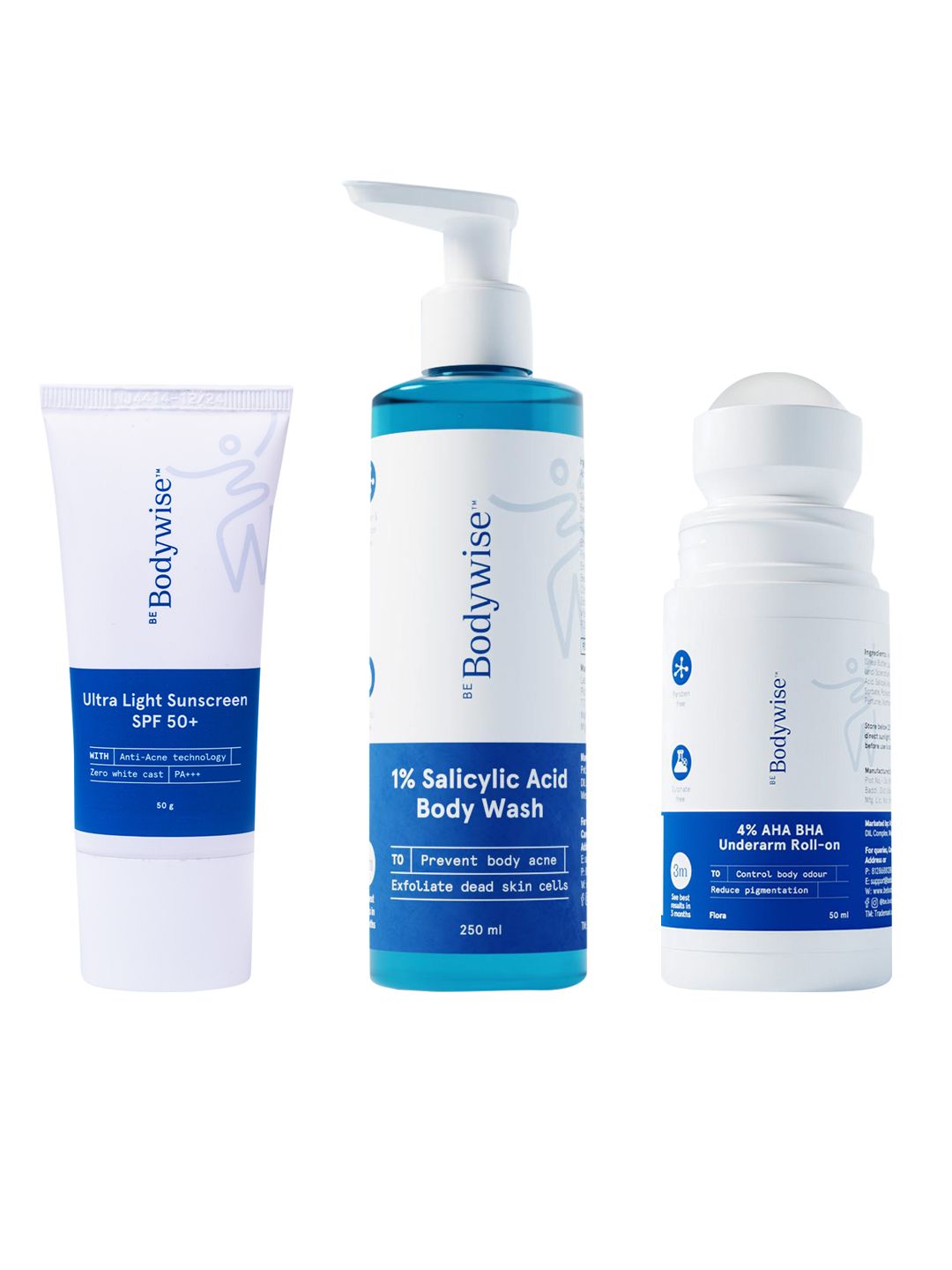 Be Bodywise Pack of 3 Salicylic Acid Body Wash, Roll On & Ultra Light Sunscreen-picture-14