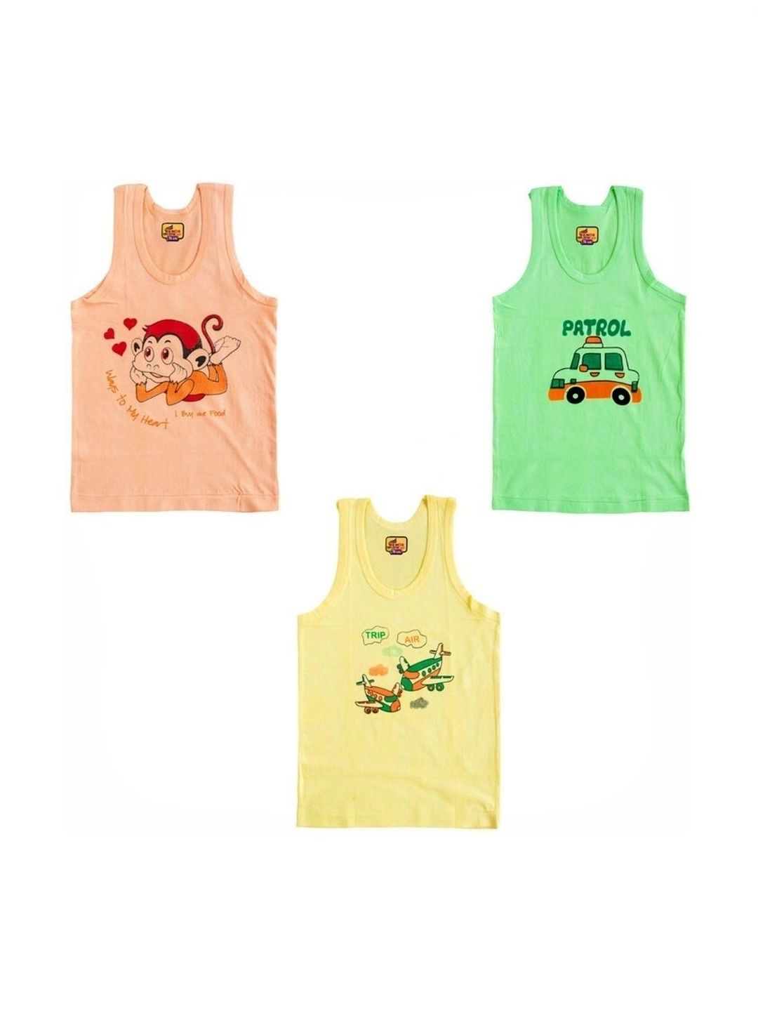 Renox Boys Pack of 3 Printed Assorted Cotton Undershirt-picture-41