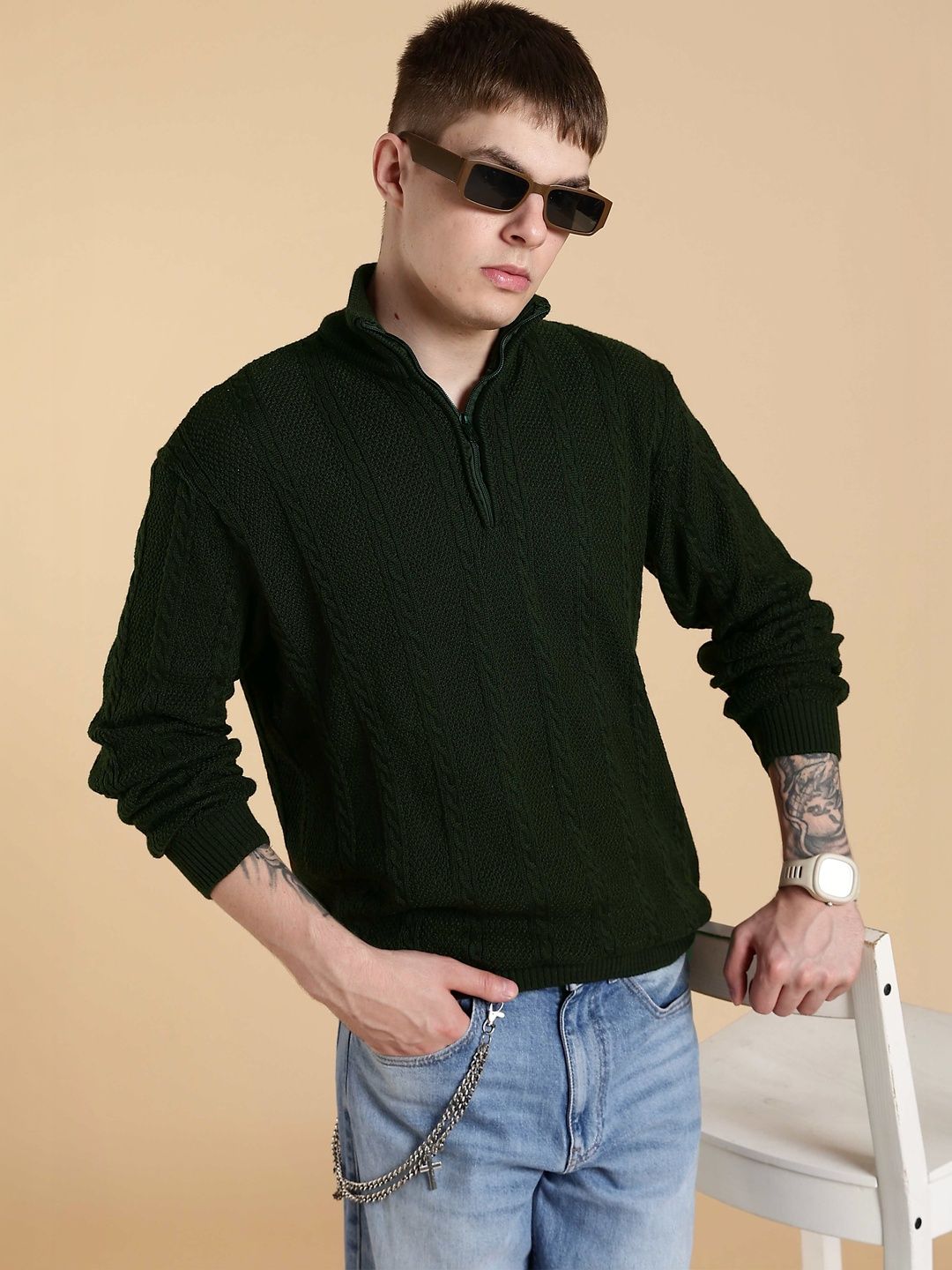 CATBUNNY Men Cable Knit Woollen Pullover-picture-21