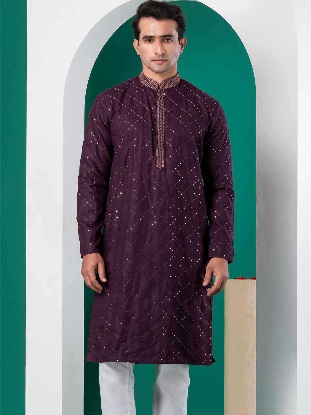 Dincharya Men Embellished Sequinned Kurta-picture-10
