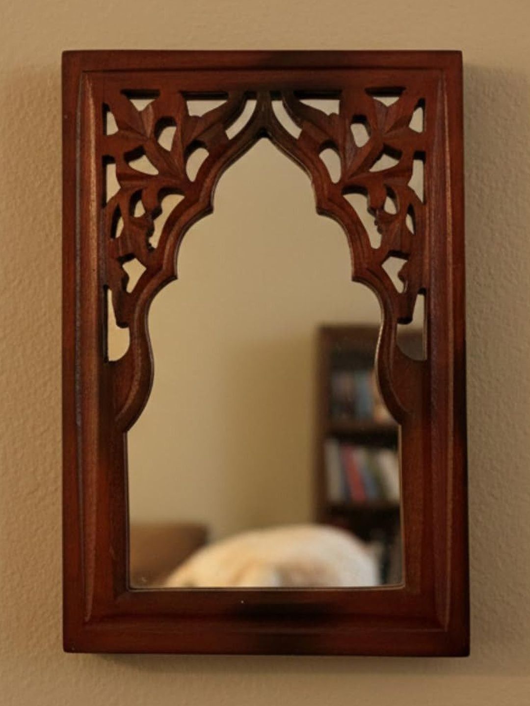 Nandini Homeware Brown Rajasthani MDF Wooden Mirror-image-14