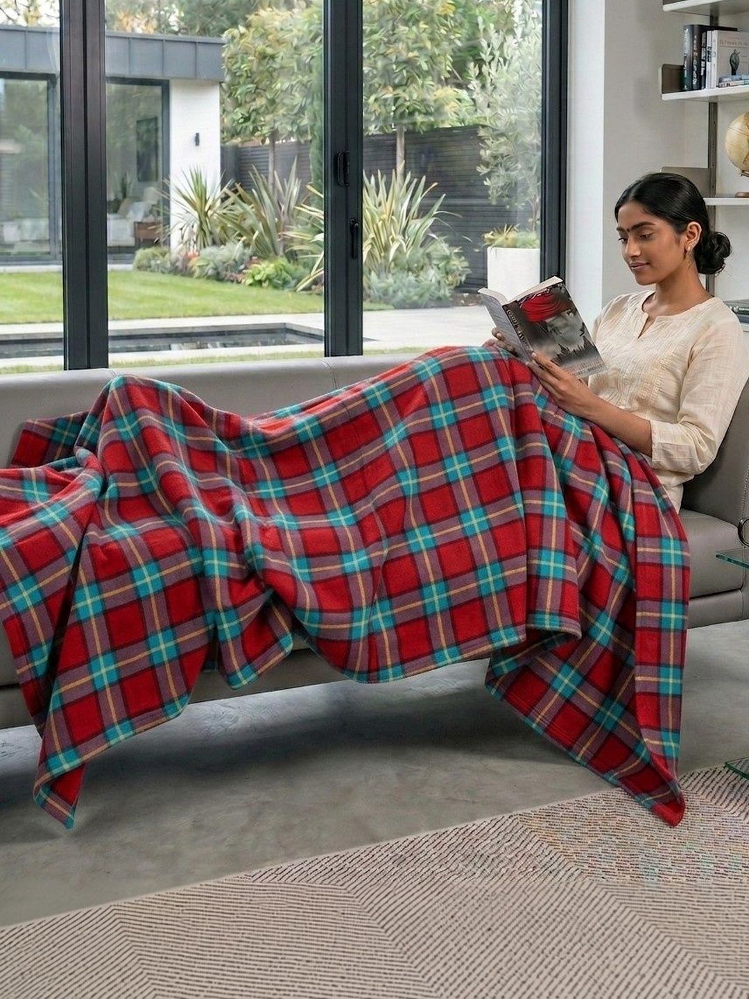 Hornbill Enterprises Red Checked 300 GSM Blanket-picture-52