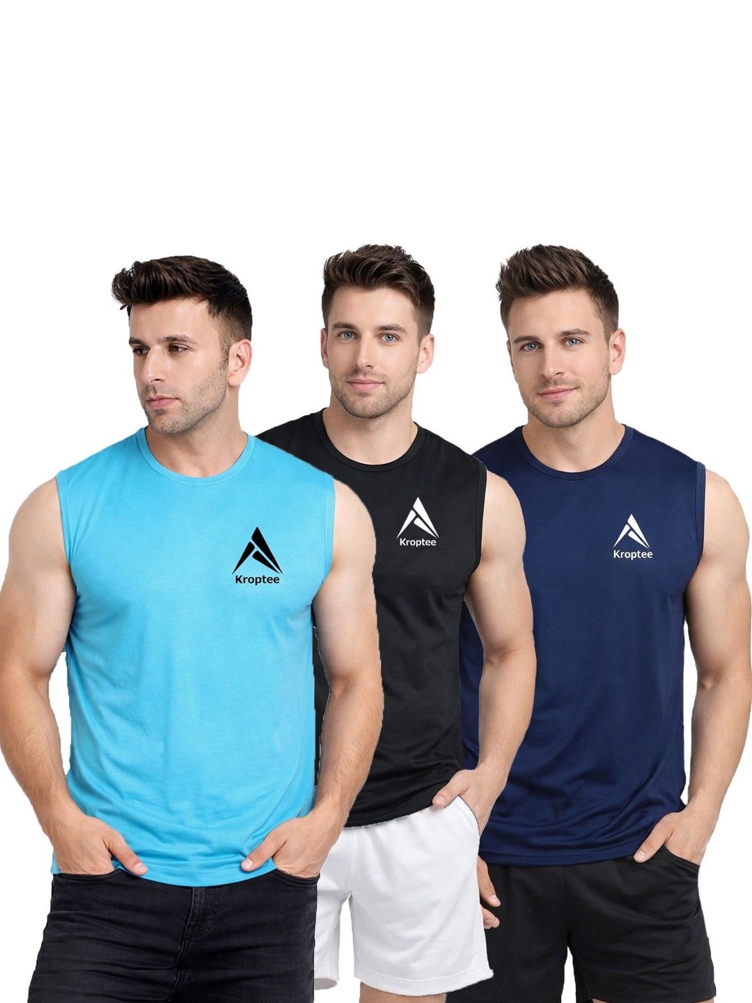 Kroptee Pack of 3 Cotton Blend Gym Vest-picture-15