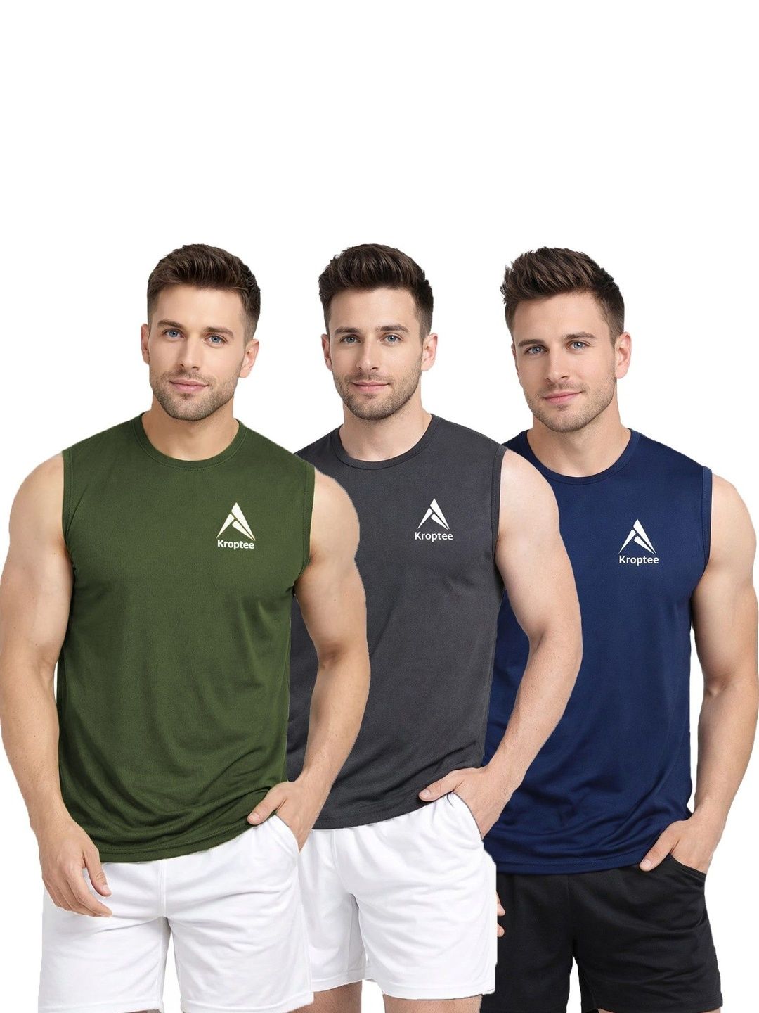 Kroptee Pack of 3 Cotton Blend Gym Vest-picture-23