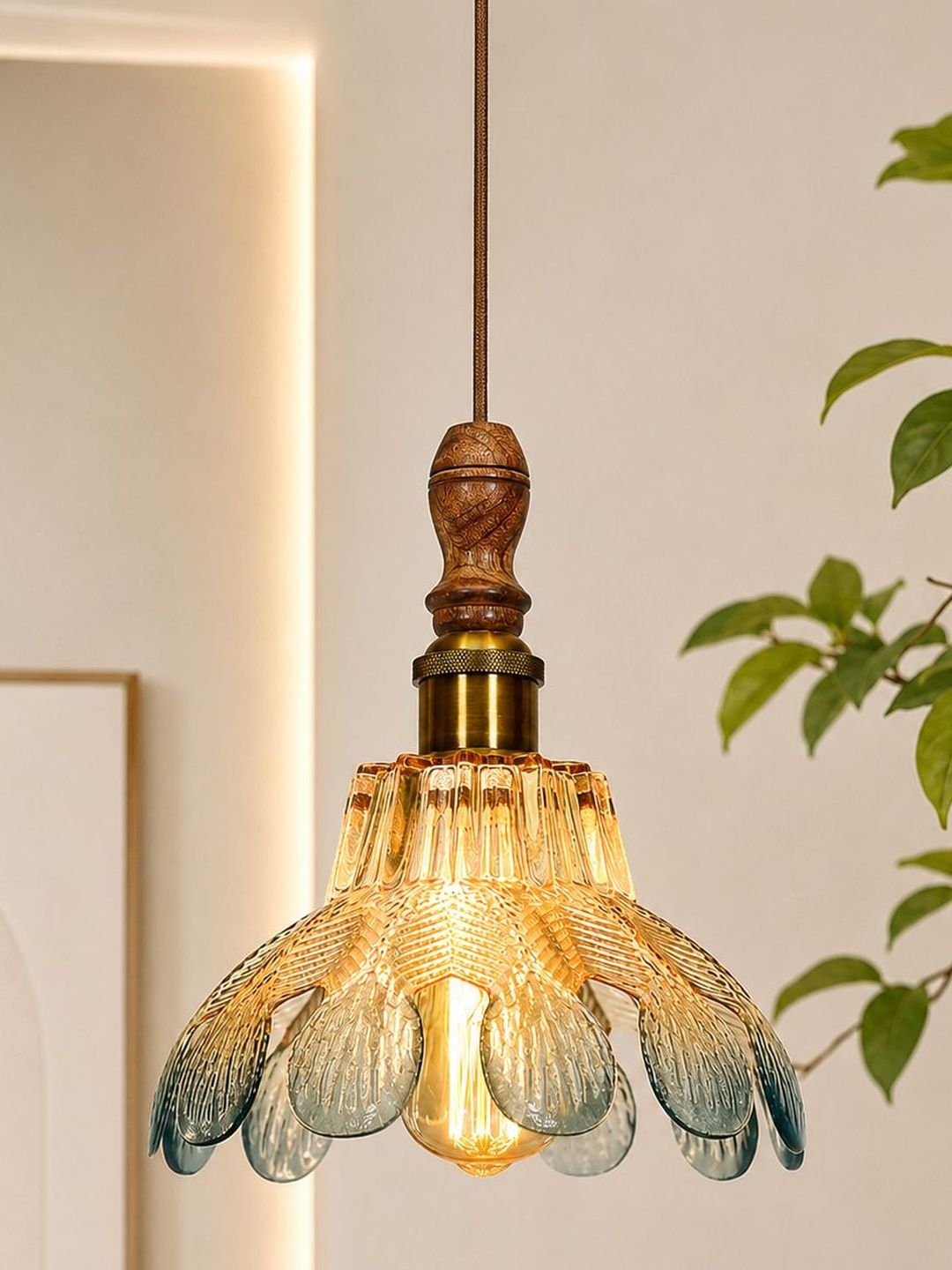 Glowhere Blue Textured Glass Ceiling Lamp-image-45