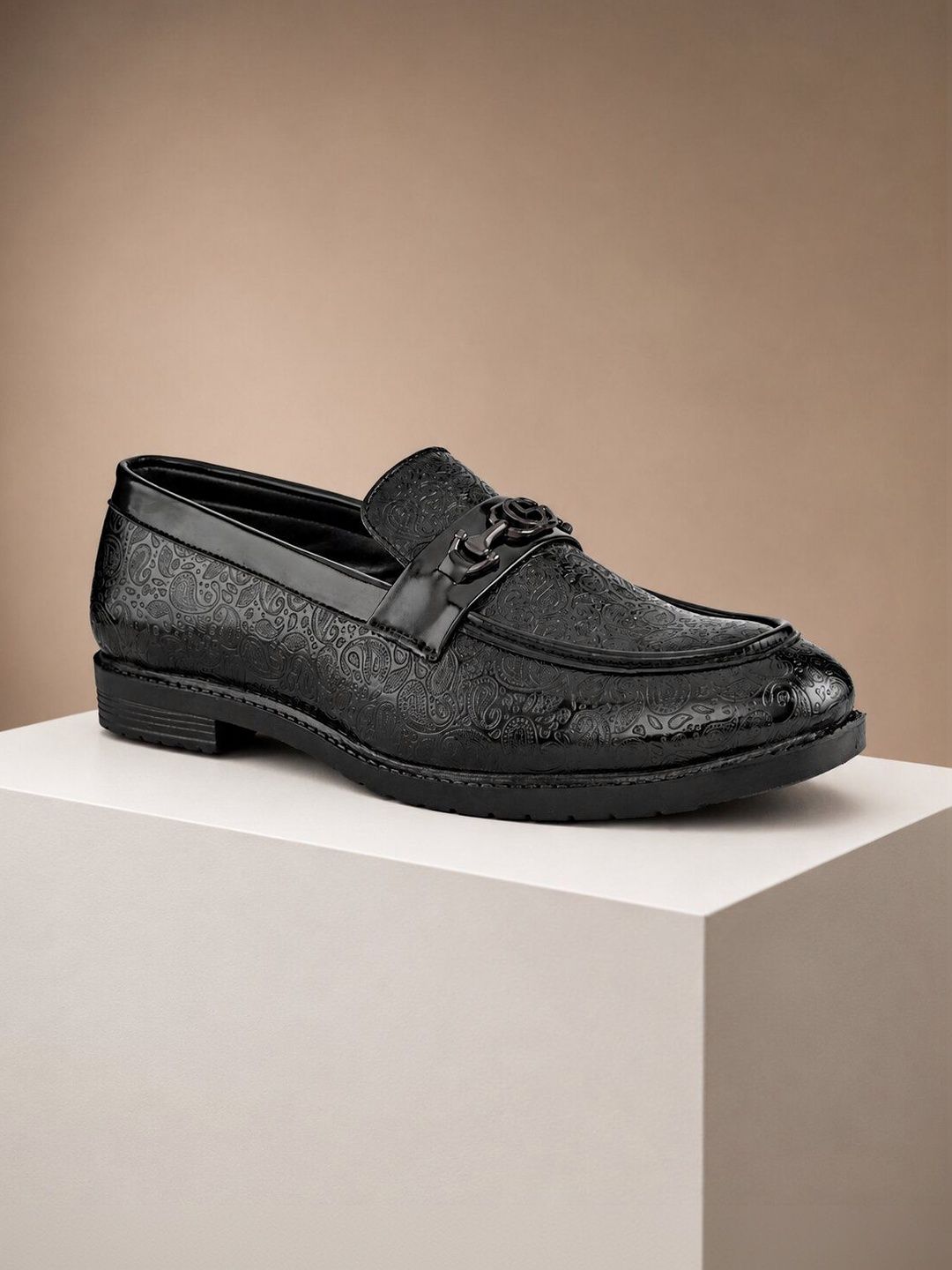 Here&Now Men Black Synthetic Leather Formal Slip On Moccasins Loafers Shoes-picture-28