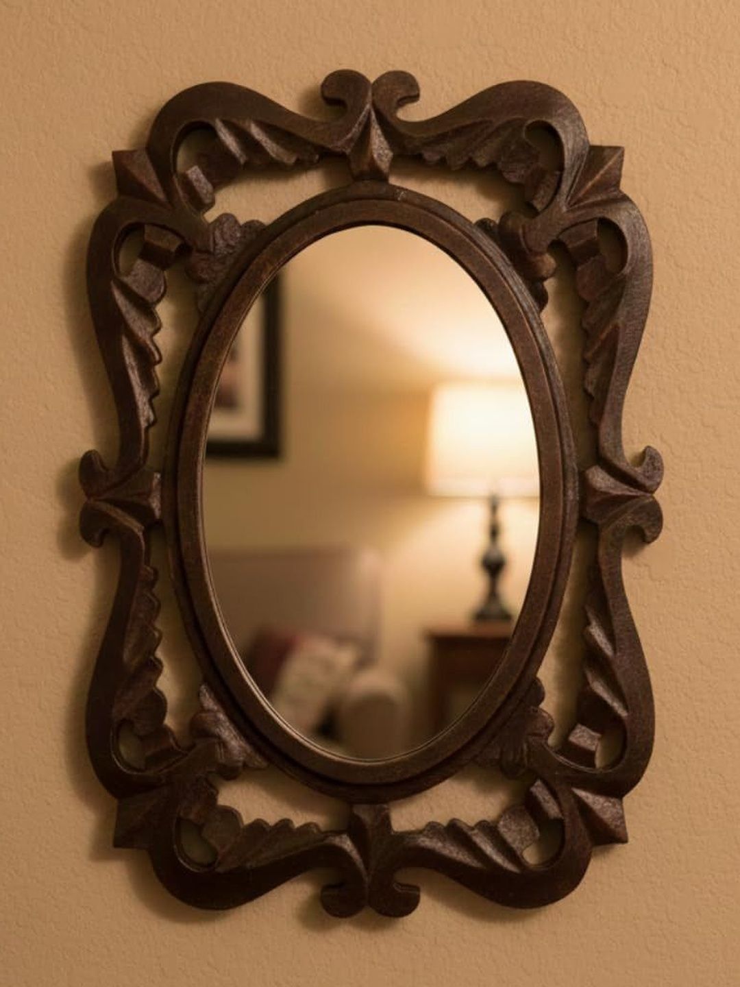 Nandini Homeware Brown Rajasthani MDF Wooden Mirror-picture-16