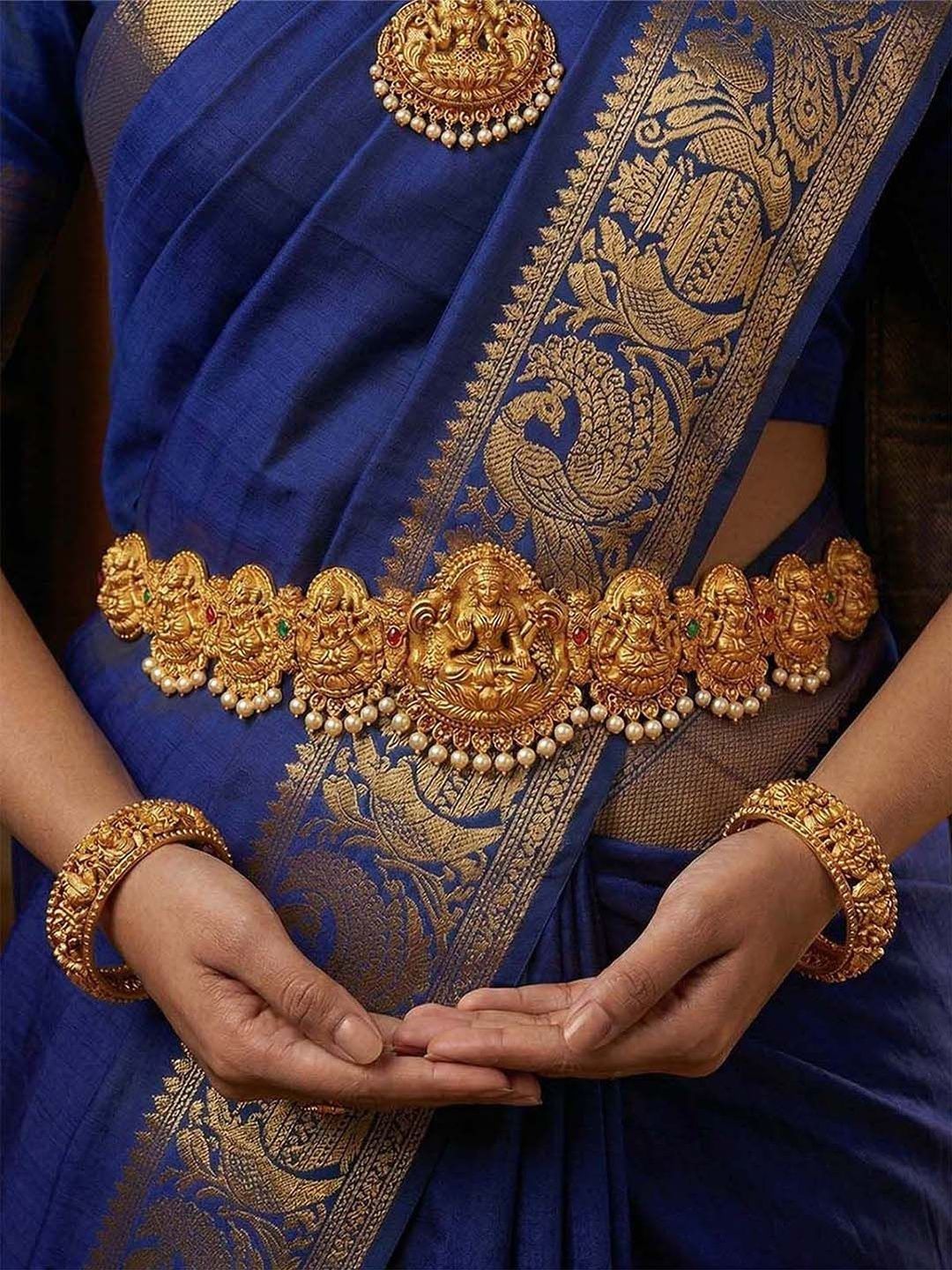 VAMA Pearls Studded Waist Chain Saree Accessories-picture-47