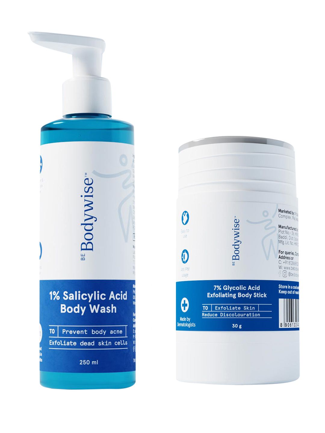 Be Bodywise Pack of 2 1% Salicylic Acid Body Wash Shower Gel & Exfoliating Body Stick-picture-20