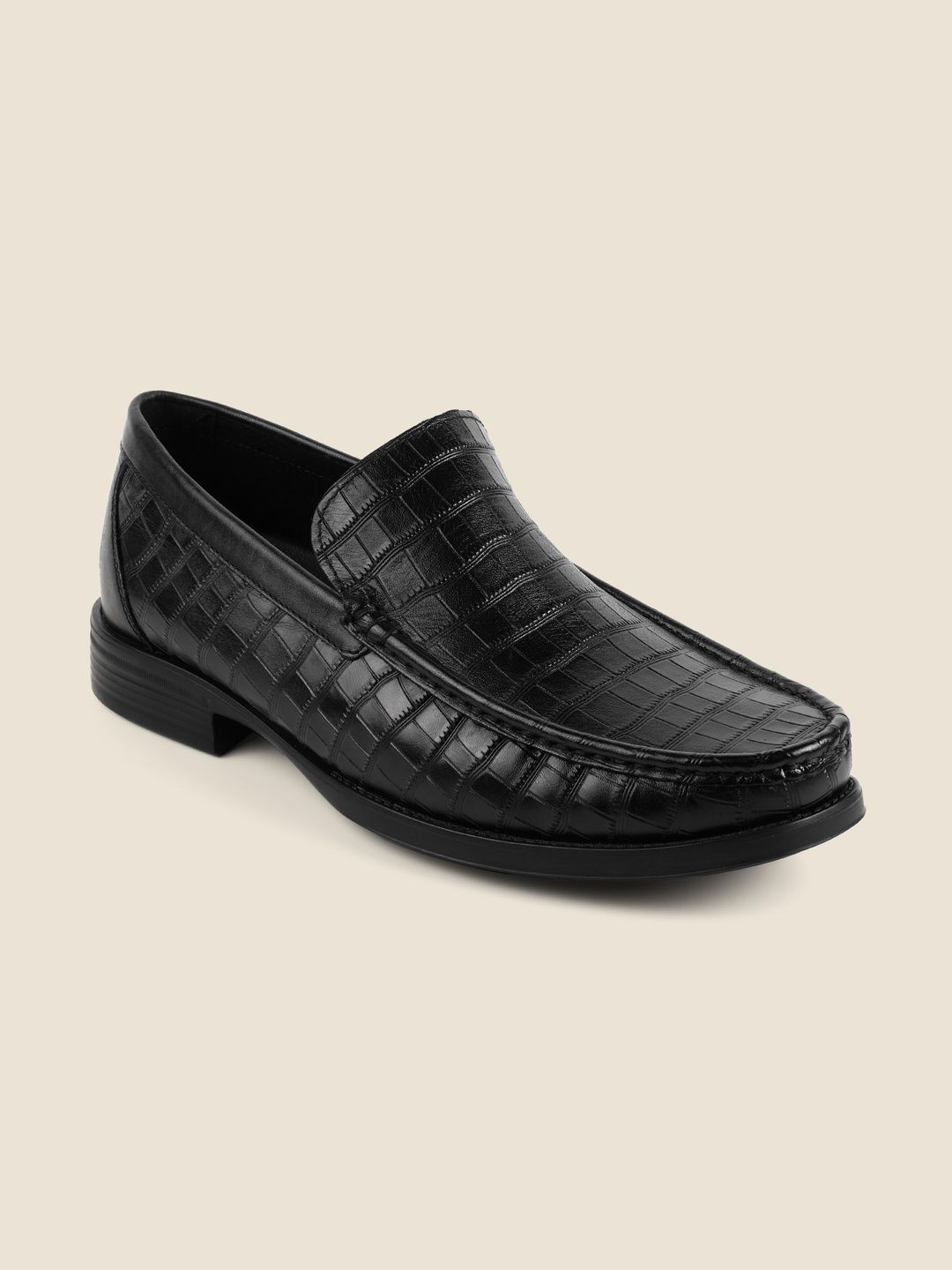 Metro Men Textured Leather Formal Loafers-picture-29
