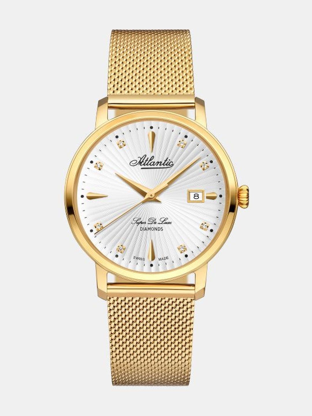 Atlantic Women Dial & Stainless Steel Bracelet Style Straps Analogue Date Aperture Watch 29355.45.27-image-32