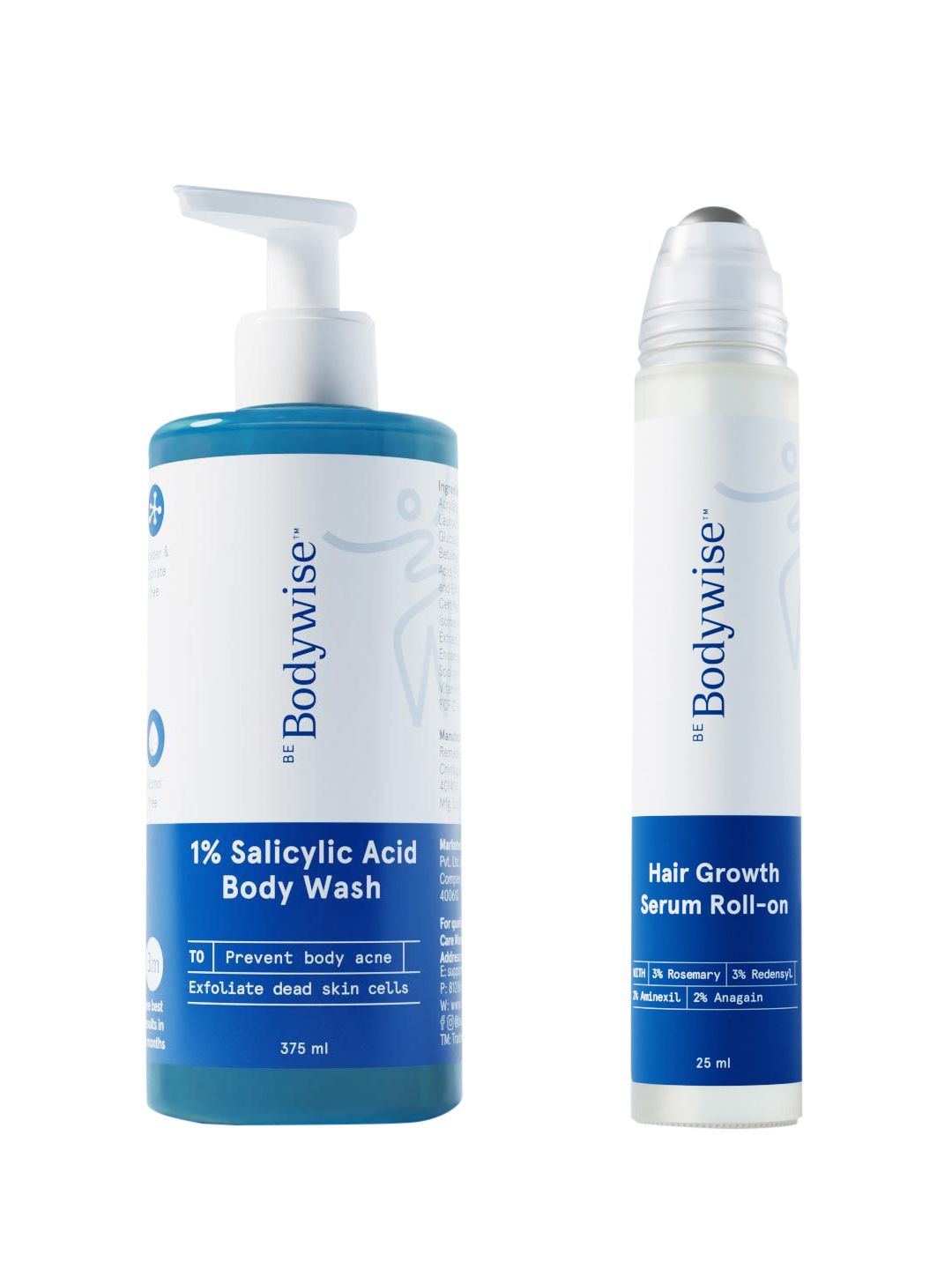 Be Bodywise Pack of 2 1% Salicylic Acid Body Wash with Hair Growth Serum Roll On-image-33