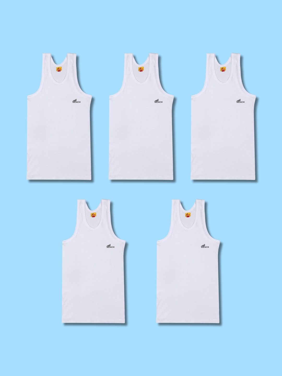 Renox Boys Pack of 5 Assorted Cotton Undershirt-picture-14