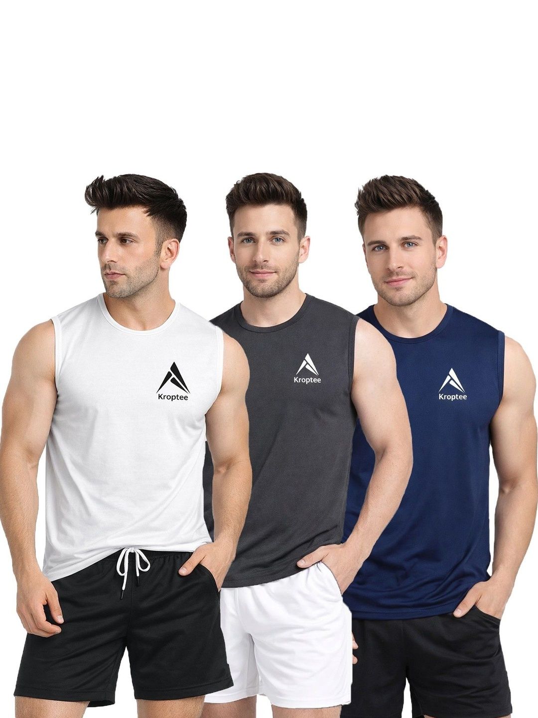 Kroptee Pack of 3 Cotton Blend Gym Vest-picture-20