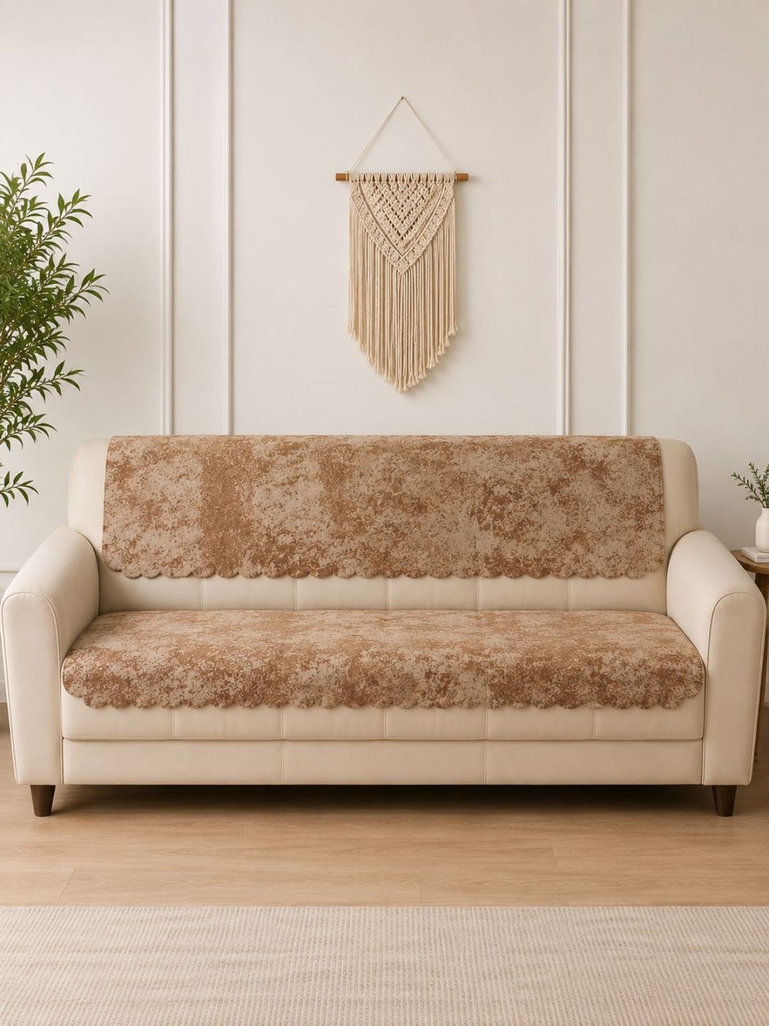 Florida Camel Brown Printed Sofa Cover Without Arms-image-16