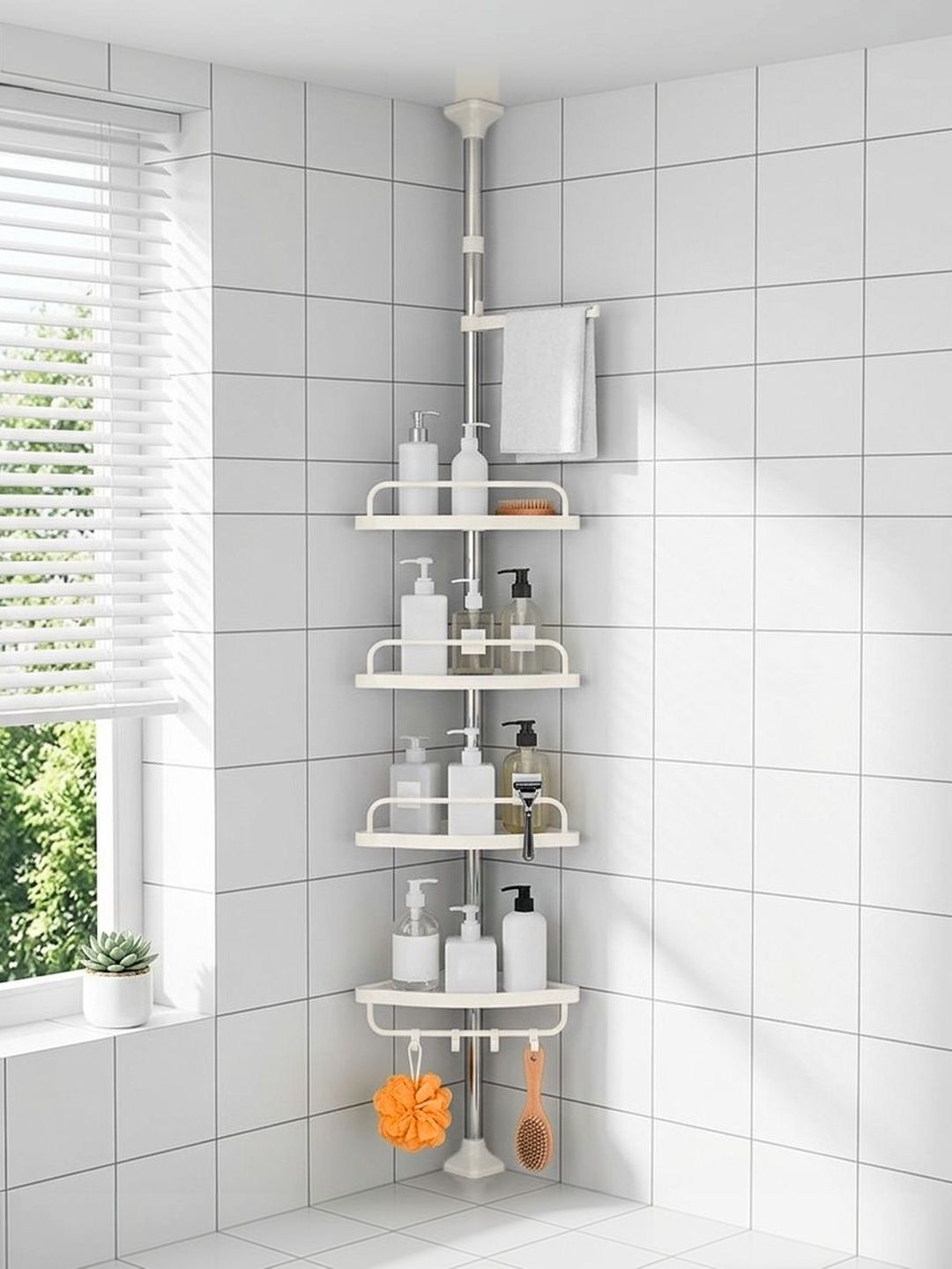 MAYCREATE White Solid Stainless Steel Bathroom Caddy-image-37